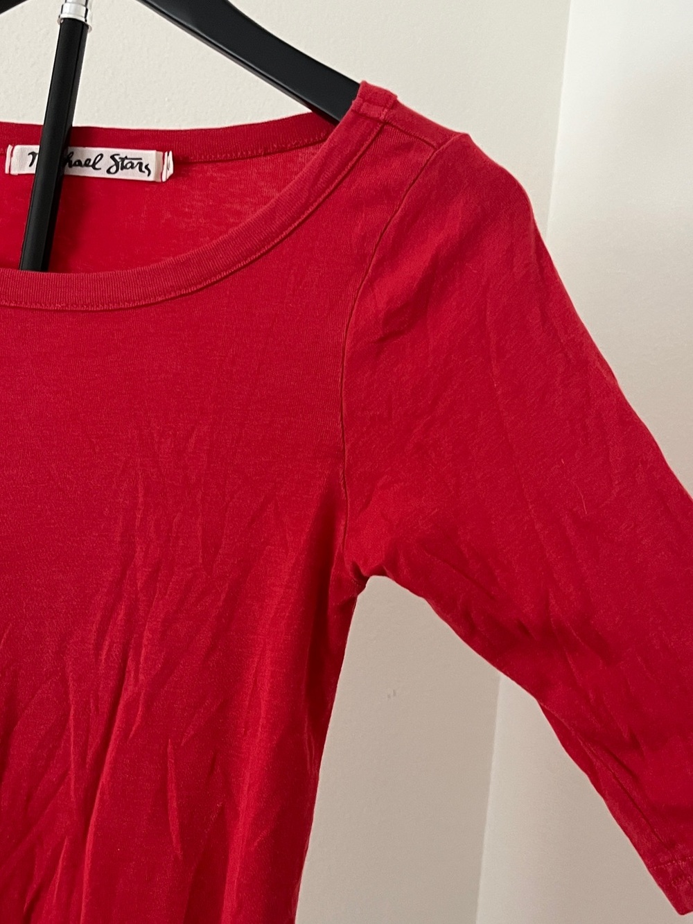 ❤️ Michael Stars Red Supima Cotton Tee | Made in USA | Stretch One Size Top - Picture 5 of 11